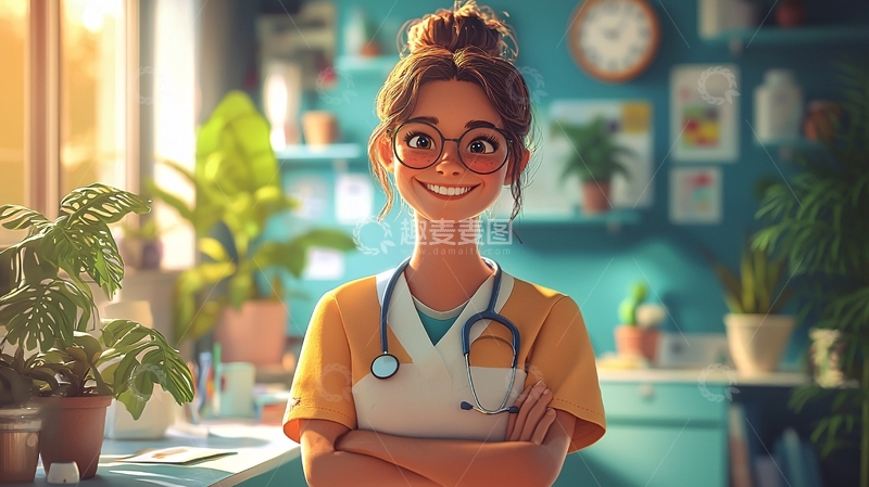 高清大图下载【趣麦麦图】卡通女医生肖像