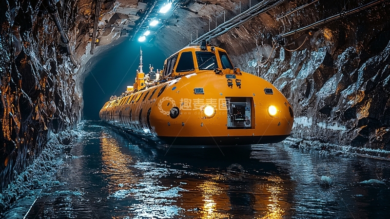 高清大图下载【趣麦麦图】黄色潜水艇隧道航行