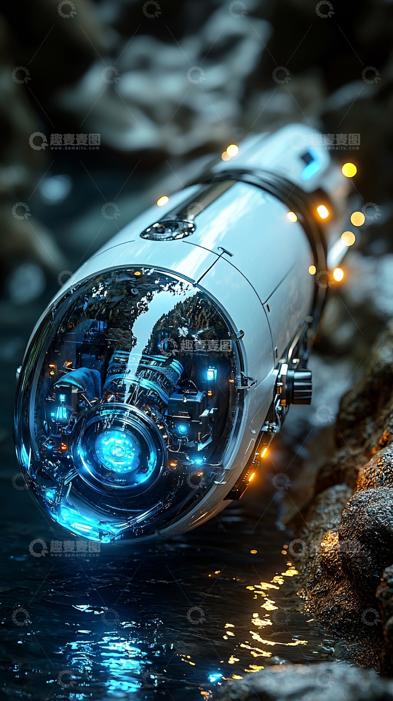 高清大图下载【趣麦麦图】科幻风格水下机器人
