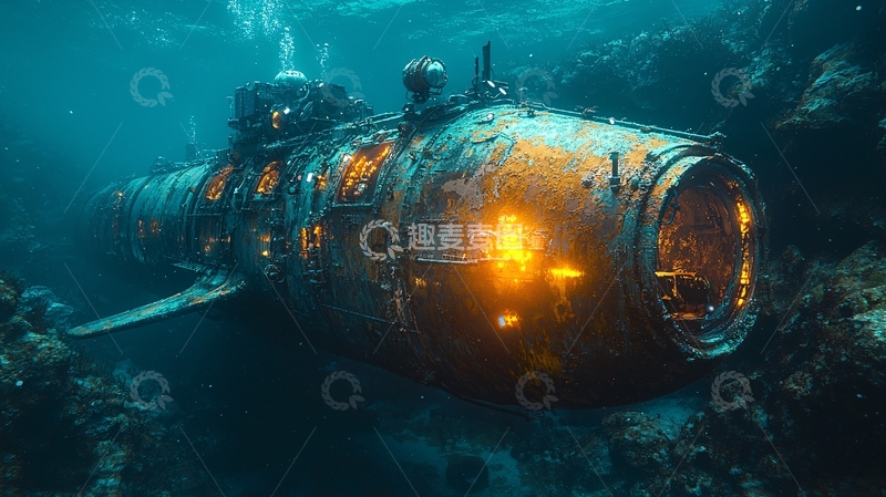 高清大图下载【趣麦麦图】海底沉船残骸