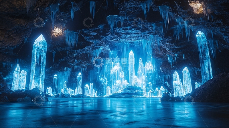 高清大图下载【趣麦麦图】蓝色水晶洞穴