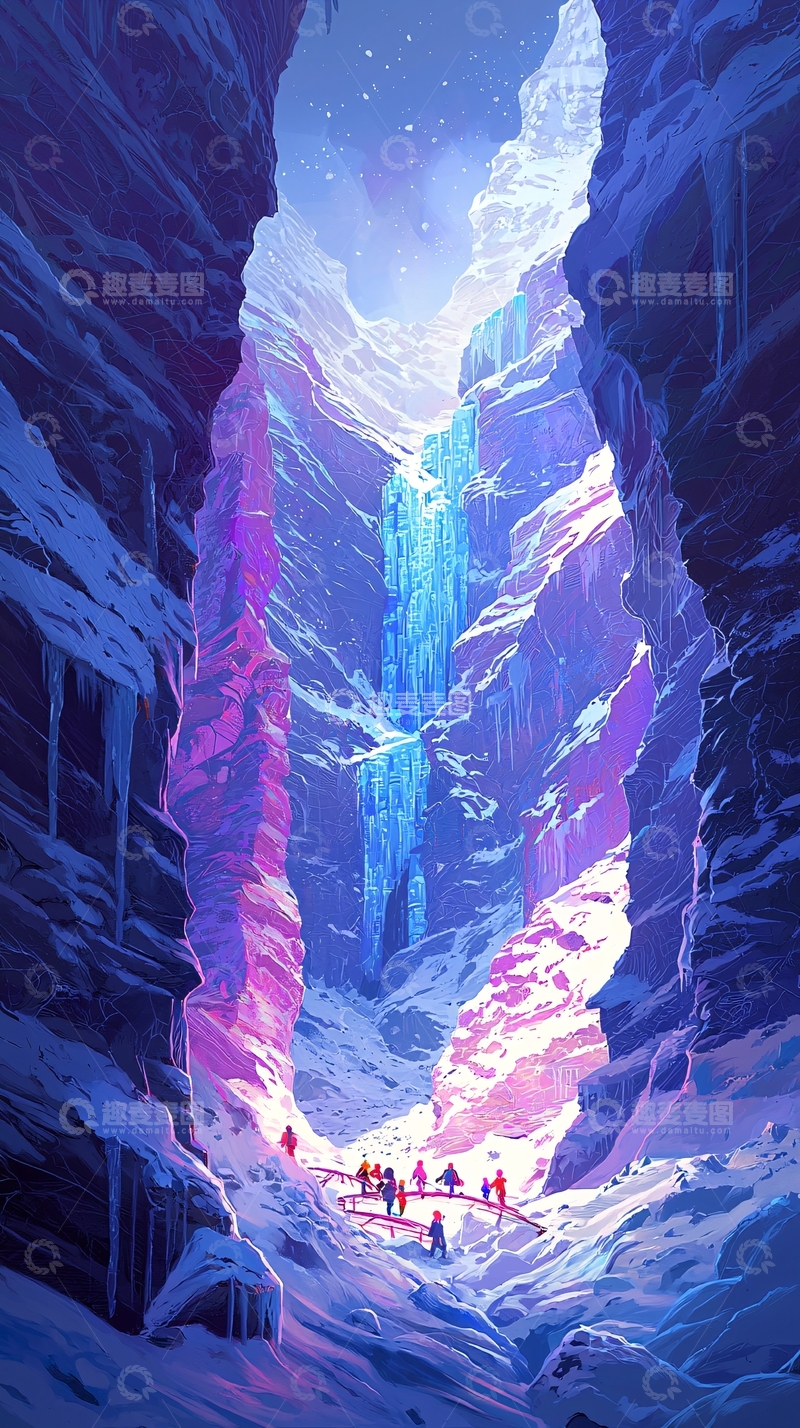 高清大图下载【趣麦麦图】冰雪峡谷梦幻场景