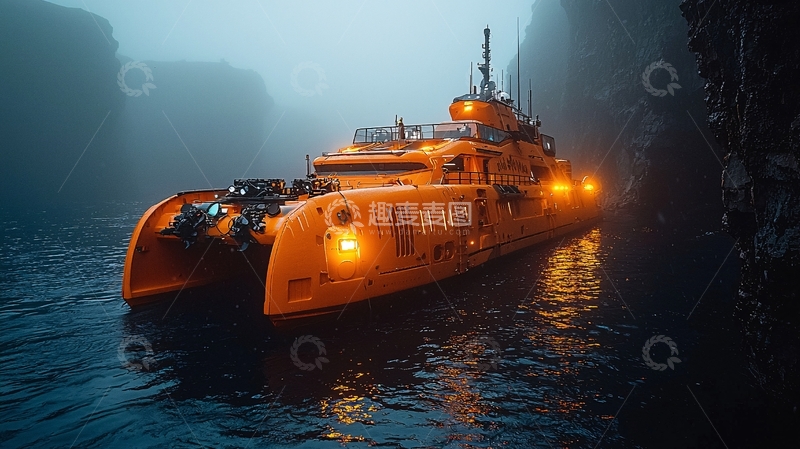 高清大图下载【趣麦麦图】雾中救援船
