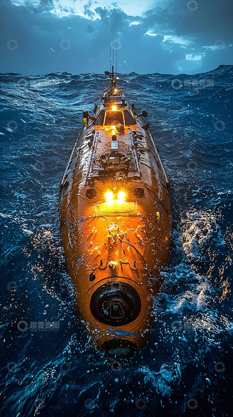 高清大图下载【趣麦麦图】深海橙色无人潜航器