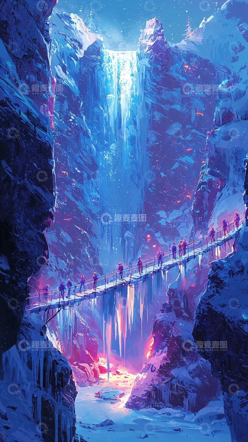 高清大图下载【趣麦麦图】冰雪峡谷奇幻场景