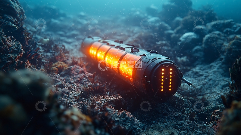 高清大图下载【趣麦麦图】海底沉没的橙色科技装置