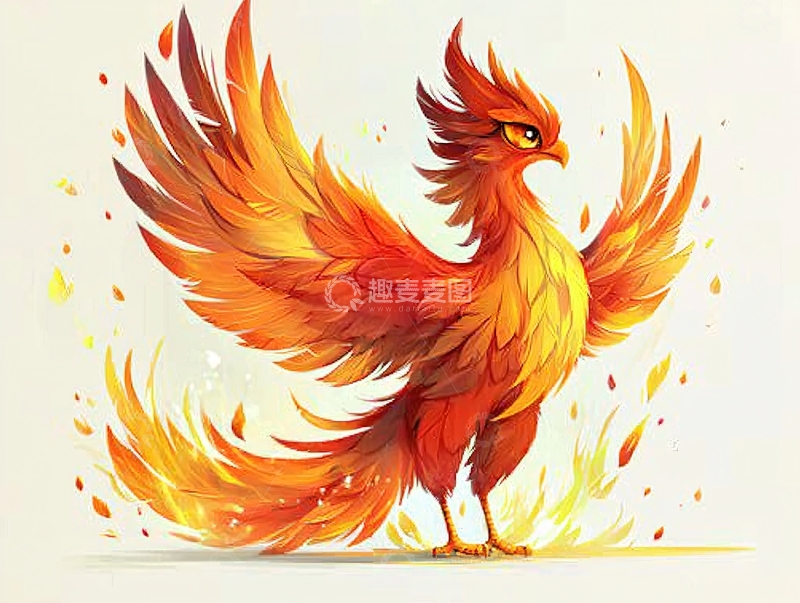 高清大图下载【趣麦麦图】展开双翼的火焰凤凰