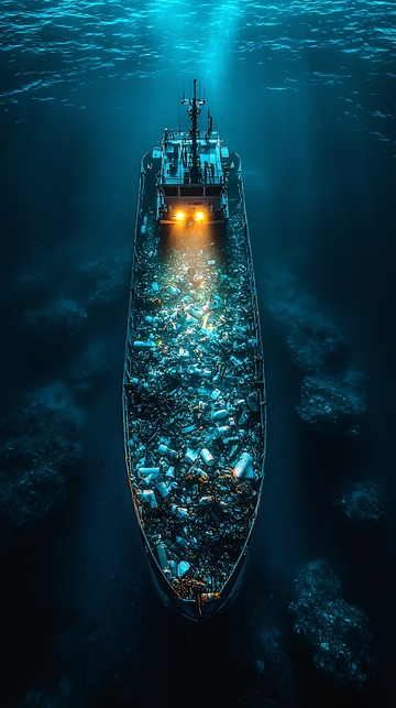 海底沉船装满垃圾