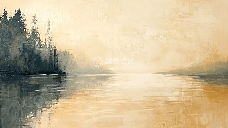 高清大图下载【趣麦麦图】清晨薄雾湖边森林