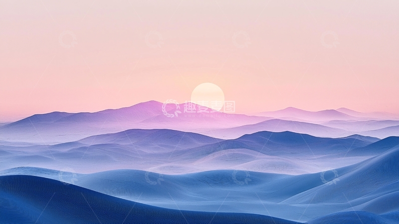 高清大图下载【趣麦麦图】粉色日出山脉