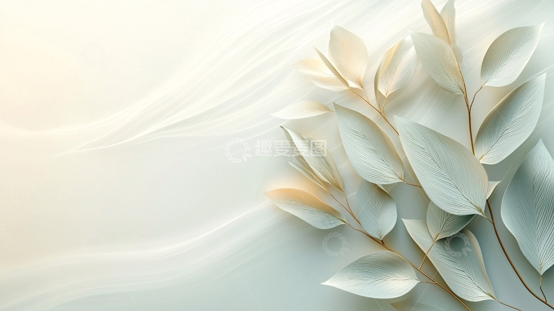 高清大图下载【趣麦麦图】极简风白色植物枝叶