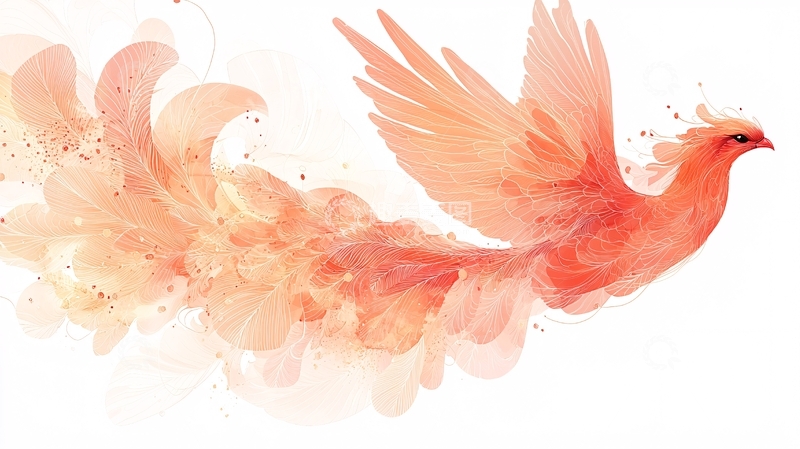 高清大图下载【趣麦麦图】水彩风格的凤凰