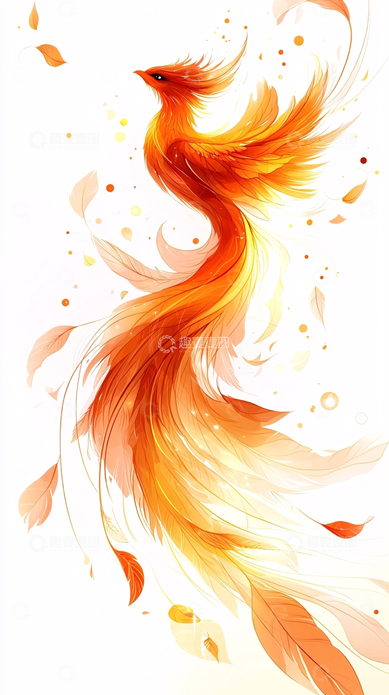 高清大图下载【趣麦麦图】燃烧火焰般的凤凰展翅