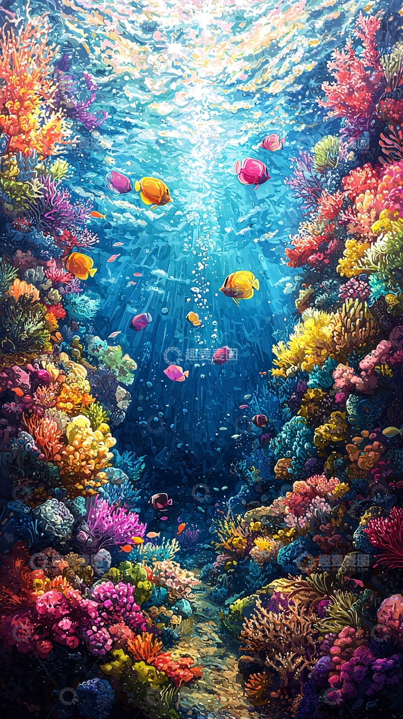 高清大图下载【趣麦麦图】海底珊瑚鱼群3