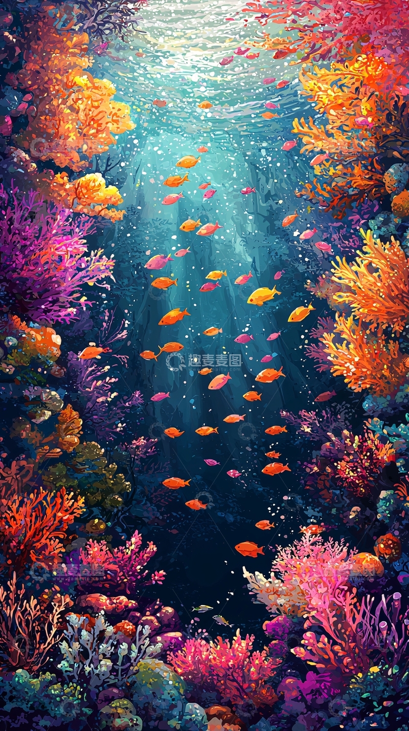高清大图下载【趣麦麦图】海底珊瑚鱼群4