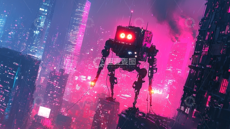高清大图下载【趣麦麦图】未来都市机器人