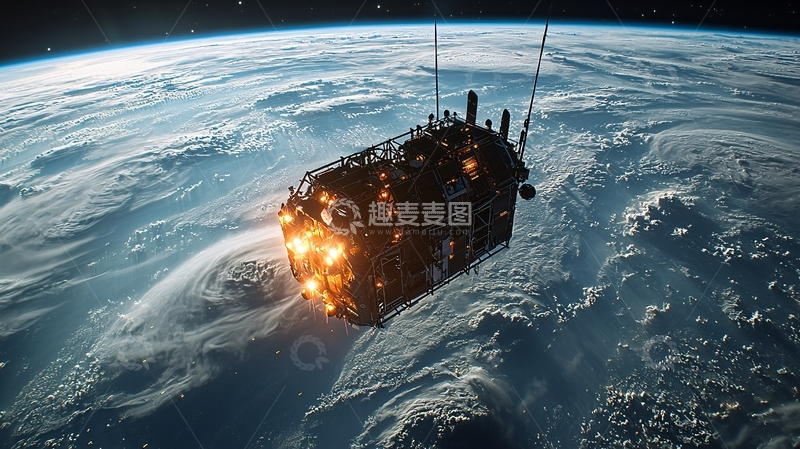 高清大图下载【趣麦麦图】太空飞船地球轨道