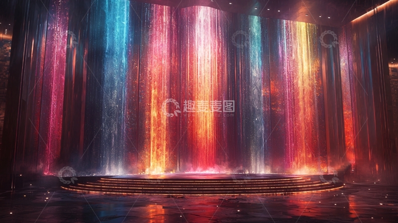 高清大图下载【趣麦麦图】彩色灯光瀑布