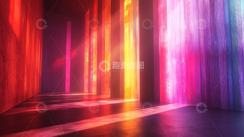 高清大图下载【趣麦麦图】彩色光柱走廊