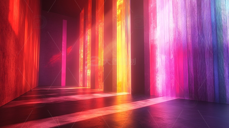 高清大图下载【趣麦麦图】彩色光柱走廊
