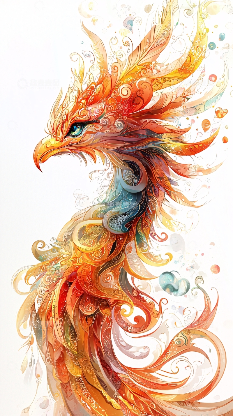 高清大图下载【趣麦麦图】彩色火凤凰