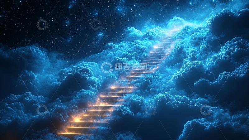 高清大图下载【趣麦麦图】通往天堂的云中阶梯