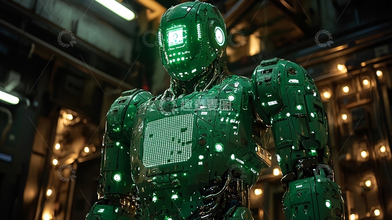 高清大图下载【趣麦麦图】绿色机器人