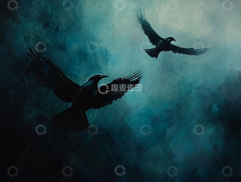 高清大图下载【趣麦麦图】水墨画乌鸦