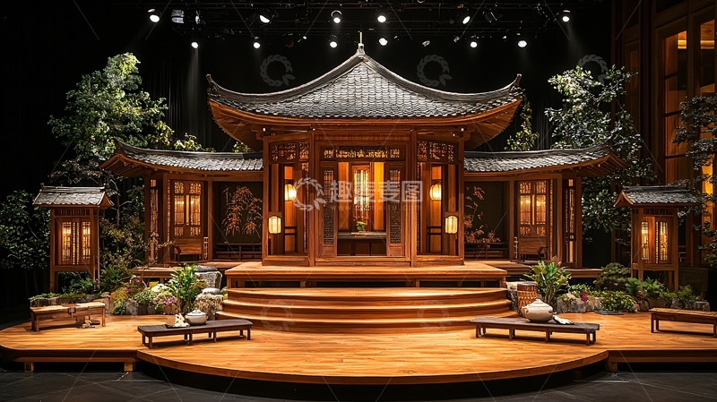 高清大图下载【趣麦麦图】中式庭院舞台