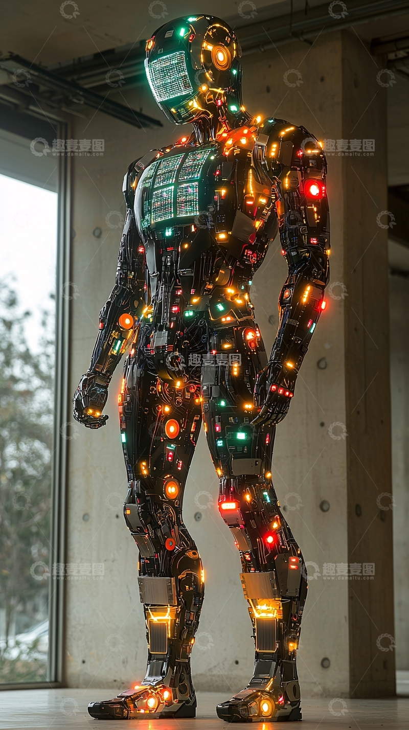 高清大图下载【趣麦麦图】发光机器人