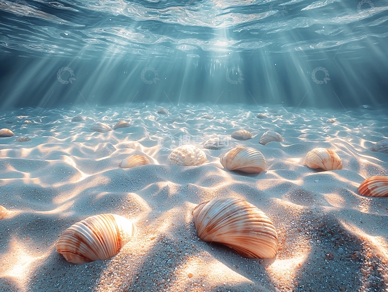 高清大图下载【趣麦麦图】海底光线穿透沙滩