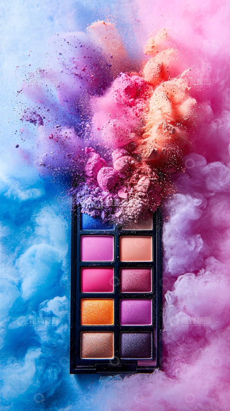 高清大图下载【趣麦麦图】彩妆盘彩色烟雾