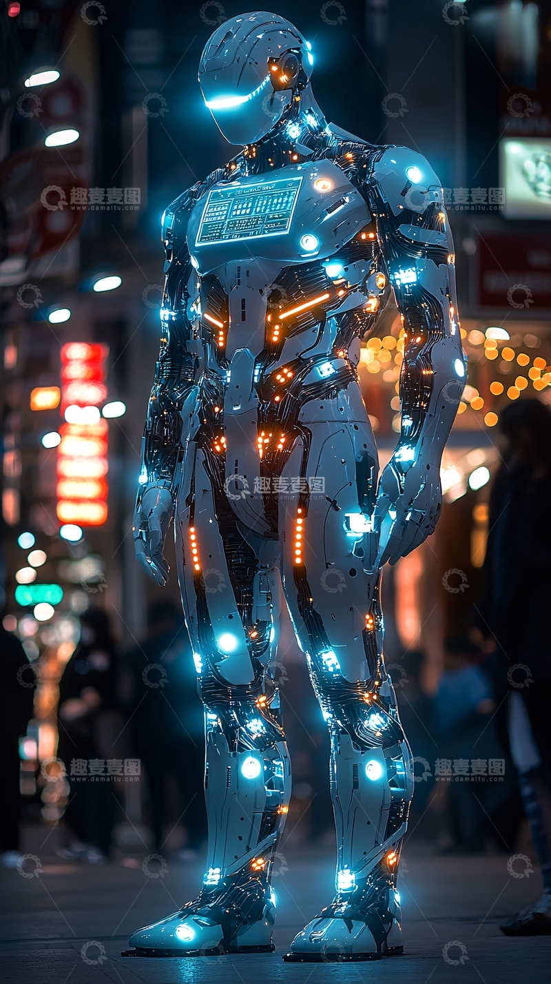 高清大图下载【趣麦麦图】未来都市机器人