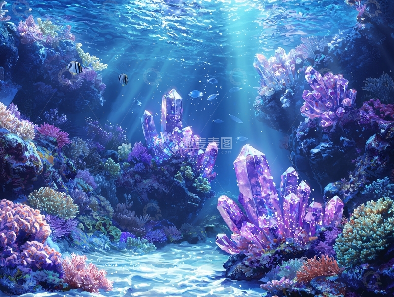 高清大图下载【趣麦麦图】海底水晶珊瑚礁景观