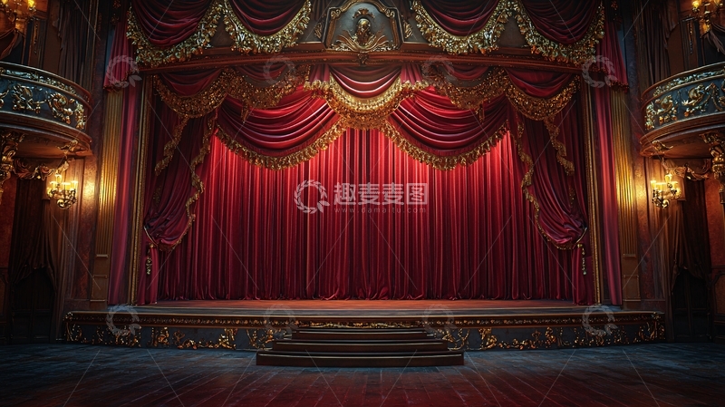 高清大图下载【趣麦麦图】剧院舞台红色幕布
