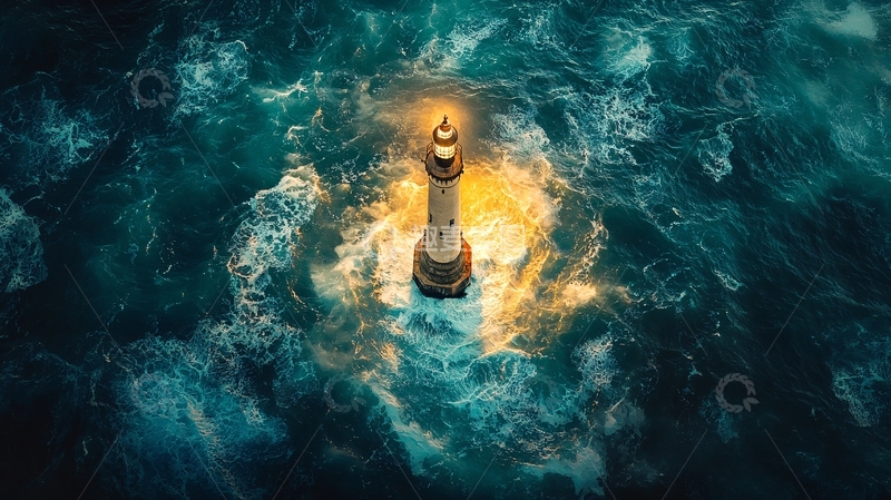 高清大图下载【趣麦麦图】暴风雨中的灯塔