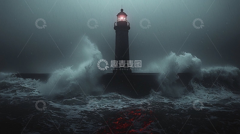 高清大图下载【趣麦麦图】暴风雨中的灯塔