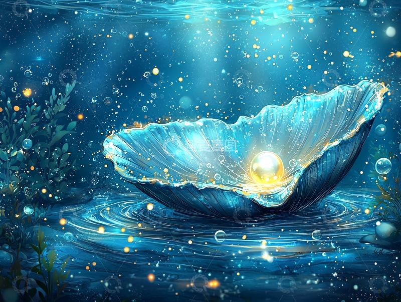 高清大图下载【趣麦麦图】闪耀珍珠在贝壳里