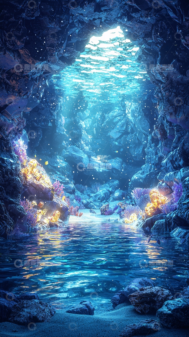 高清大图下载【趣麦麦图】水下洞穴