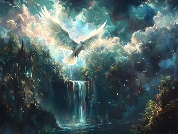 梦幻白鸽瀑布仙境