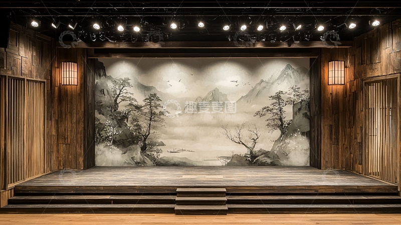 高清大图下载【趣麦麦图】水墨山水舞台背景