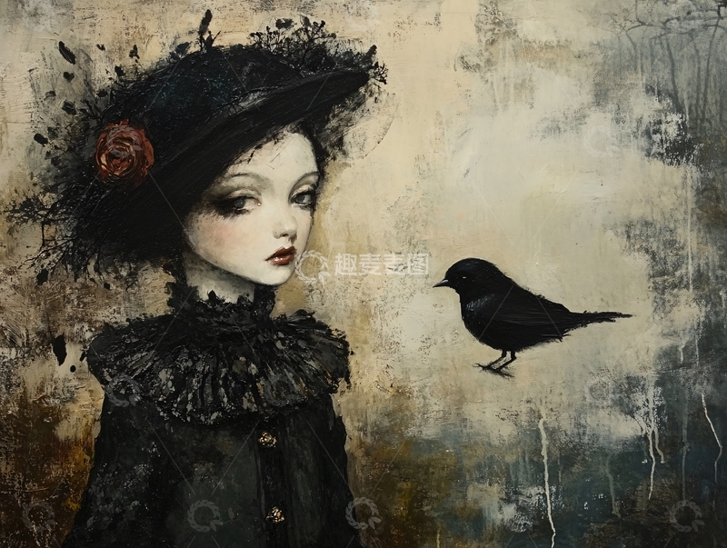 高清大图下载【趣麦麦图】黑色帽子女孩