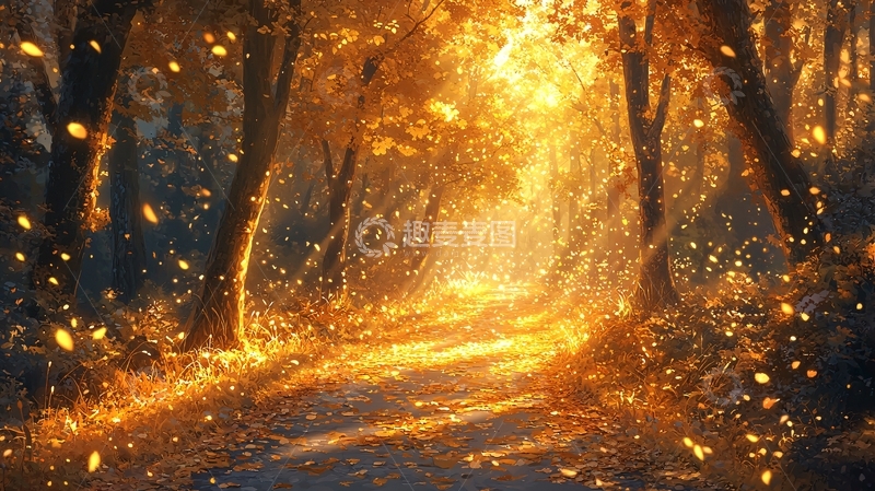 高清大图下载【趣麦麦图】金色森林小路