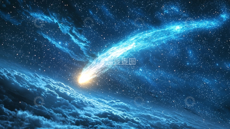 高清大图下载【趣麦麦图】蓝色彗星划过星空