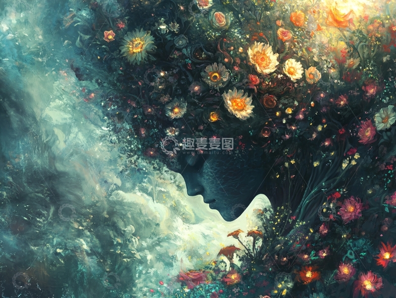 高清大图下载【趣麦麦图】花朵女孩