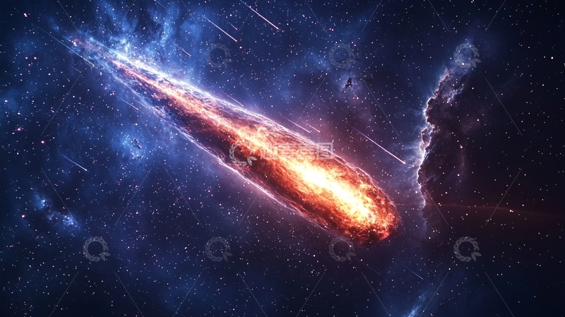 高清大图下载【趣麦麦图】燃烧的流星划过星空