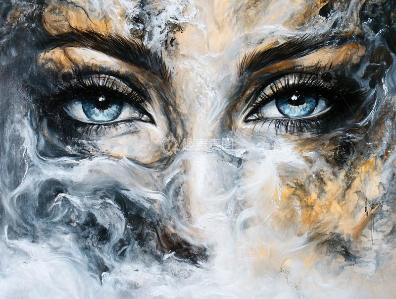 高清大图下载【趣麦麦图】神秘女子蓝眼睛