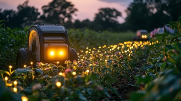 田野里工作的农业机器人