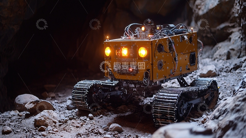 高清大图下载【趣麦麦图】矿洞探测履带机器人