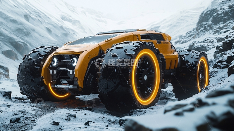 高清大图下载【趣麦麦图】未来感越野车雪地行驶